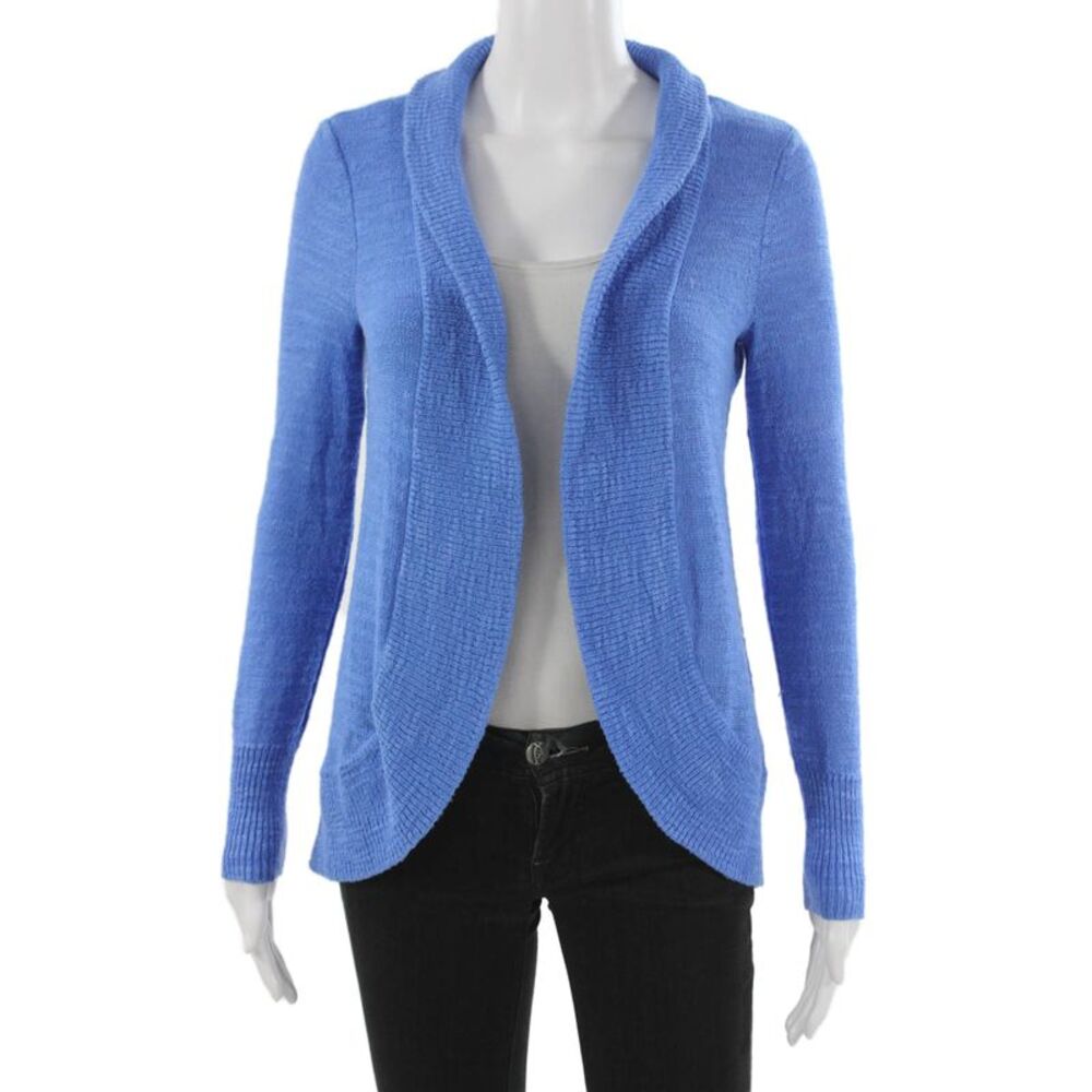 Lilly Pulitzer Women Cardigan Blue Collared Long Sleeve Viscose Blend Size S